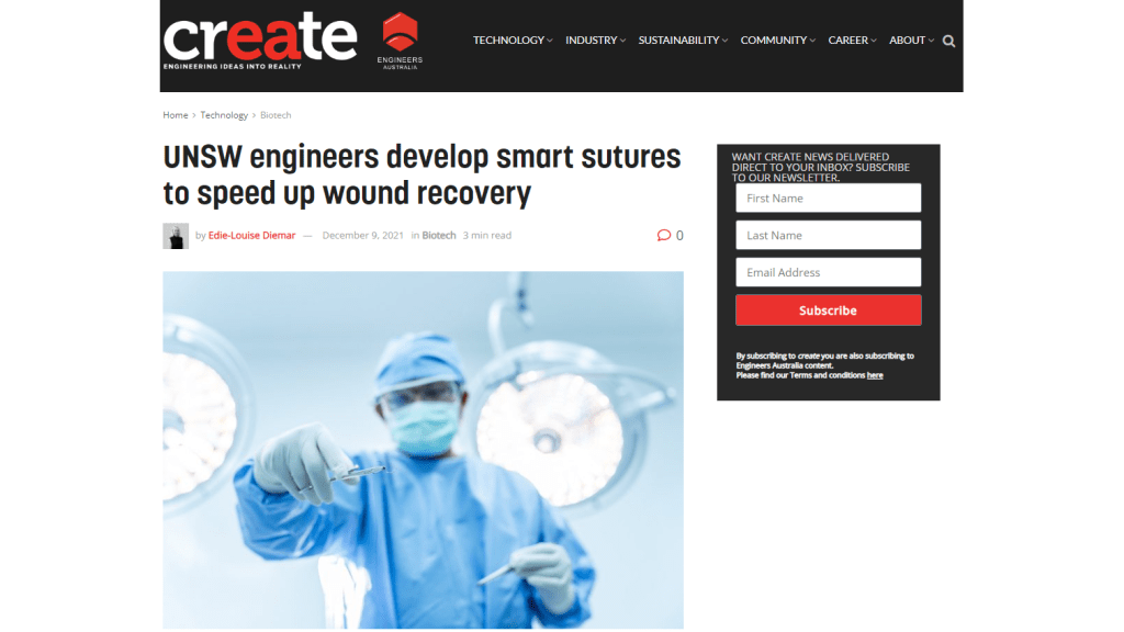 Smart sutures - Engineers Australia, Create Digital